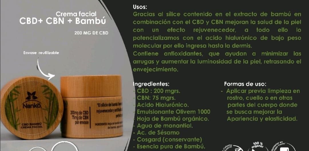 Crema Facial CBD, CBN  Y Bambú